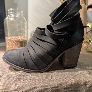Free People Gray Strappy Ankle Boots